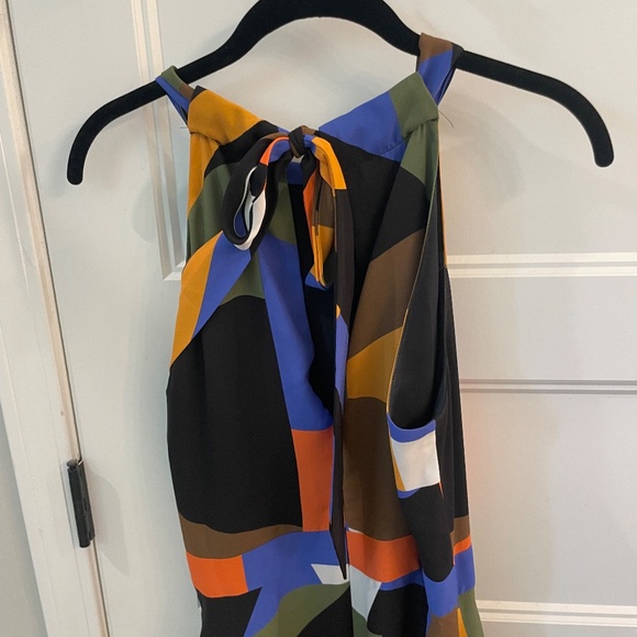 Tahari Colorblock Geo Print Halter dress - Picture 5 of 6